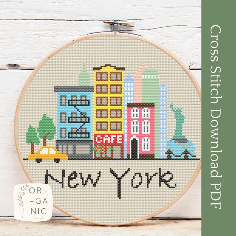 New York City Cross Stitch Pattern: Big Apple Skyline (PDF File) - Etsy