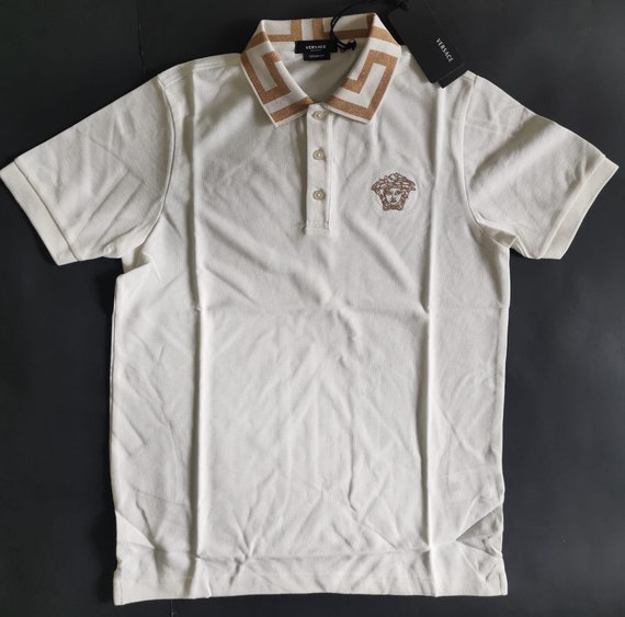 Vintage White Versace Men's Polo T-shirt - Etsy
