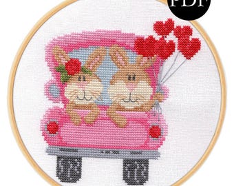 Oh So Hoppy Cross Stitch Pattern - Stitchery Barn - Loads of Love Collection - PDF Pattern