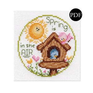 Spring is in the Air Cross Stitch Pattern - Stitchery Barn - Spring Collection - PDF Pattern