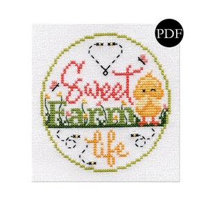 Sweet Farm Life Cross Stitch Pattern - Stitchery Barn - Spring Collection - PDF Pattern
