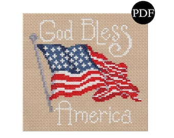 American Flag Cross Stitch Pattern - Stitchery Barn - 2024 Collection - PDF Pattern