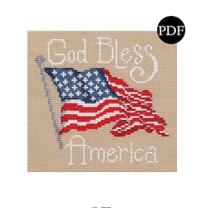 American Flag Cross Stitch Pattern - Stitchery Barn - 2024 Collection - PDF Pattern