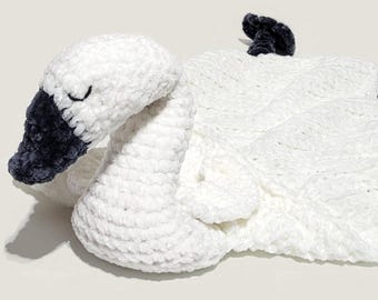 Swan Lovey Blanket Crochet Pattern - Stitchery Barn - Baby Comfort Blanket