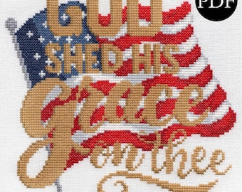 American Flag Cross Stitch Pattern - Stitchery Barn - 2024 Collection - PDF Pattern