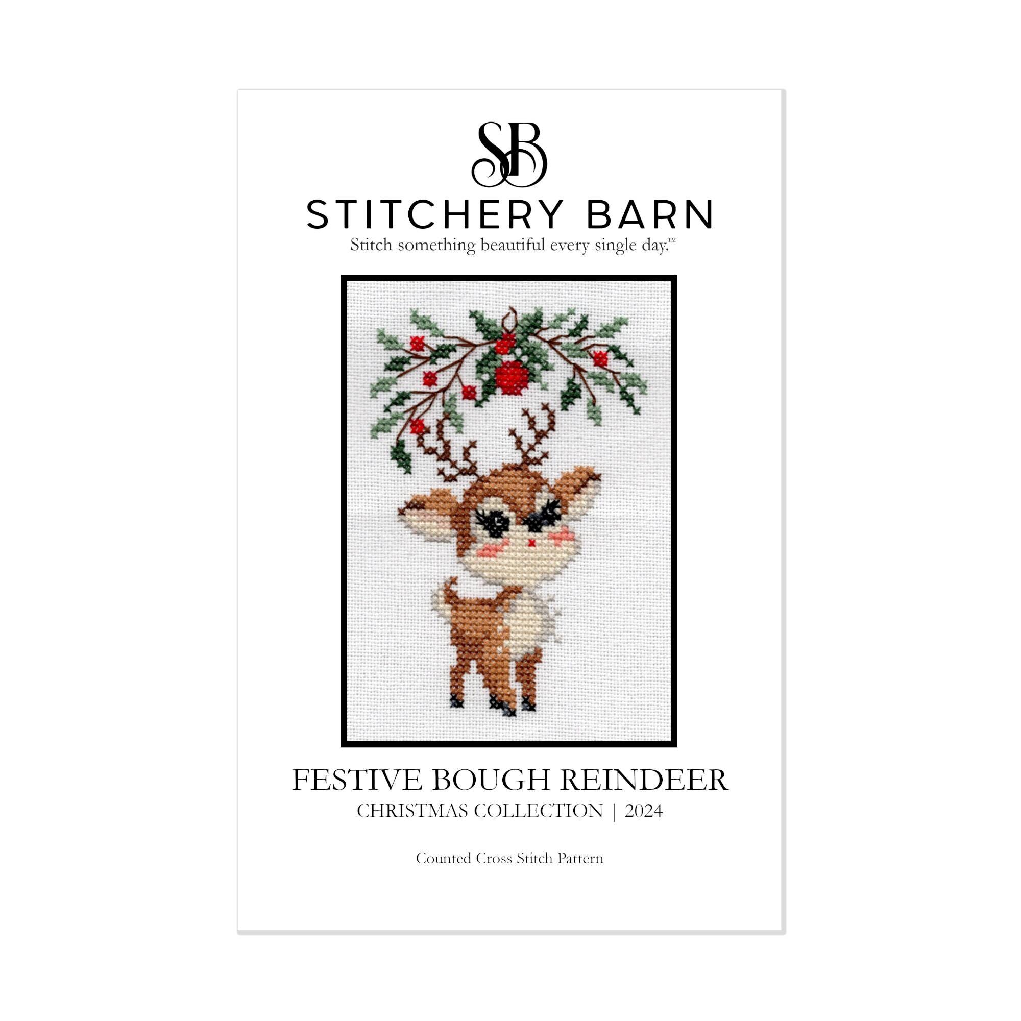 Festive Bough Reindeer Cross Stitch Pattern - Stitchery Barn ...