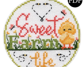 Sweet Farm Life Cross Stitch Pattern - Stitchery Barn - Spring Collection - PDF Pattern