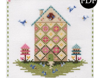 Granny Square Manor Cross Stitch Pattern: Spring Happy Home Collection (PDF Pattern)
