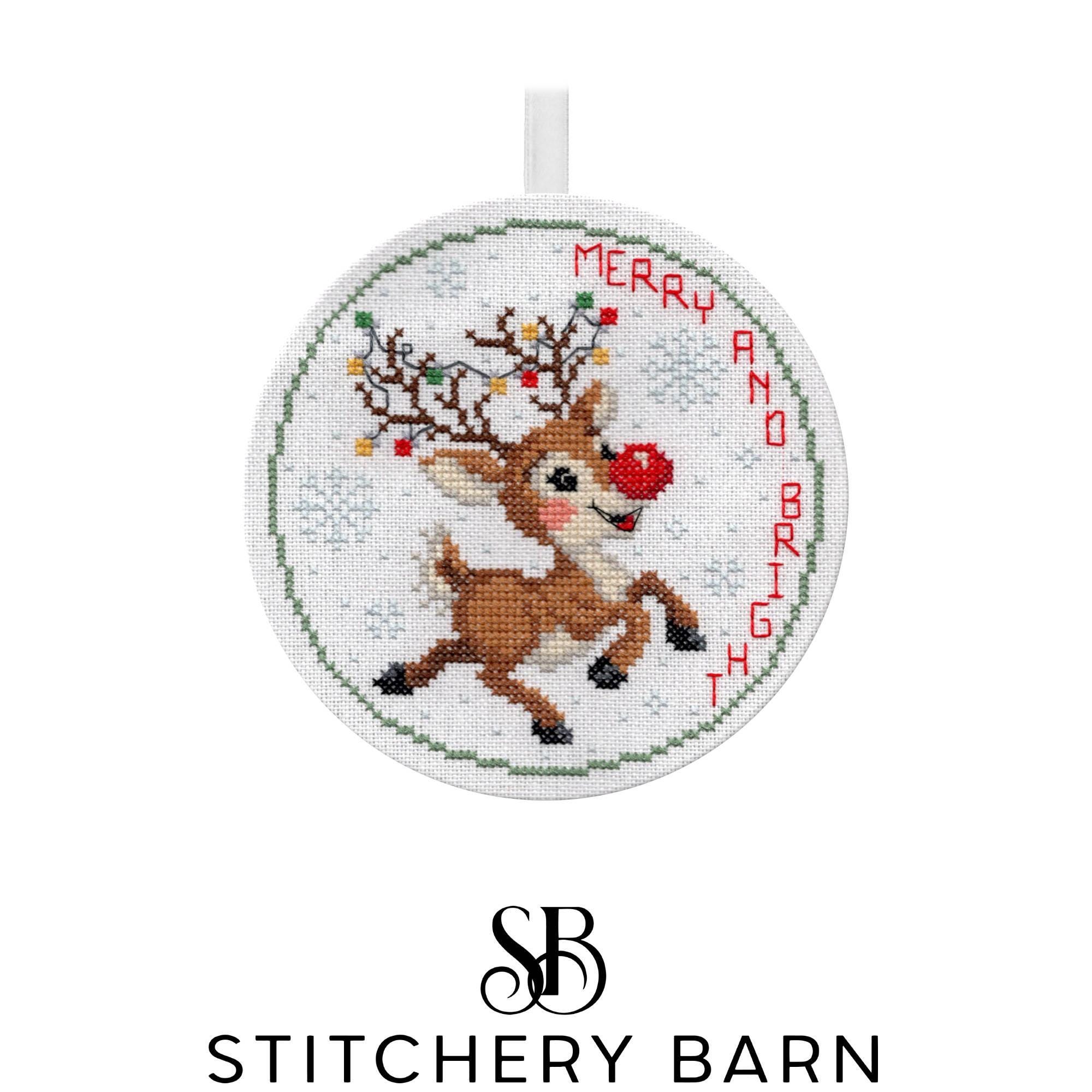 Merry and Bright Reindeer Cross Stitch Pattern - Stitchery Barn ...