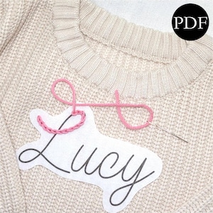 Schema di ricamo personalizzato con nome e punto croce, design per maglione fai da te (schema PDF)