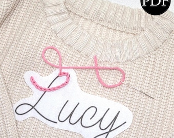 Custom Name Stick and Stitch Embroidery Pattern, DIY Sweater Design (PDF Pattern)