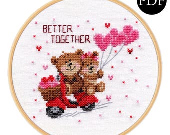 Better Together Cross Stitch Pattern - Stitchery Barn - Loads of Love Collection - PDF Pattern