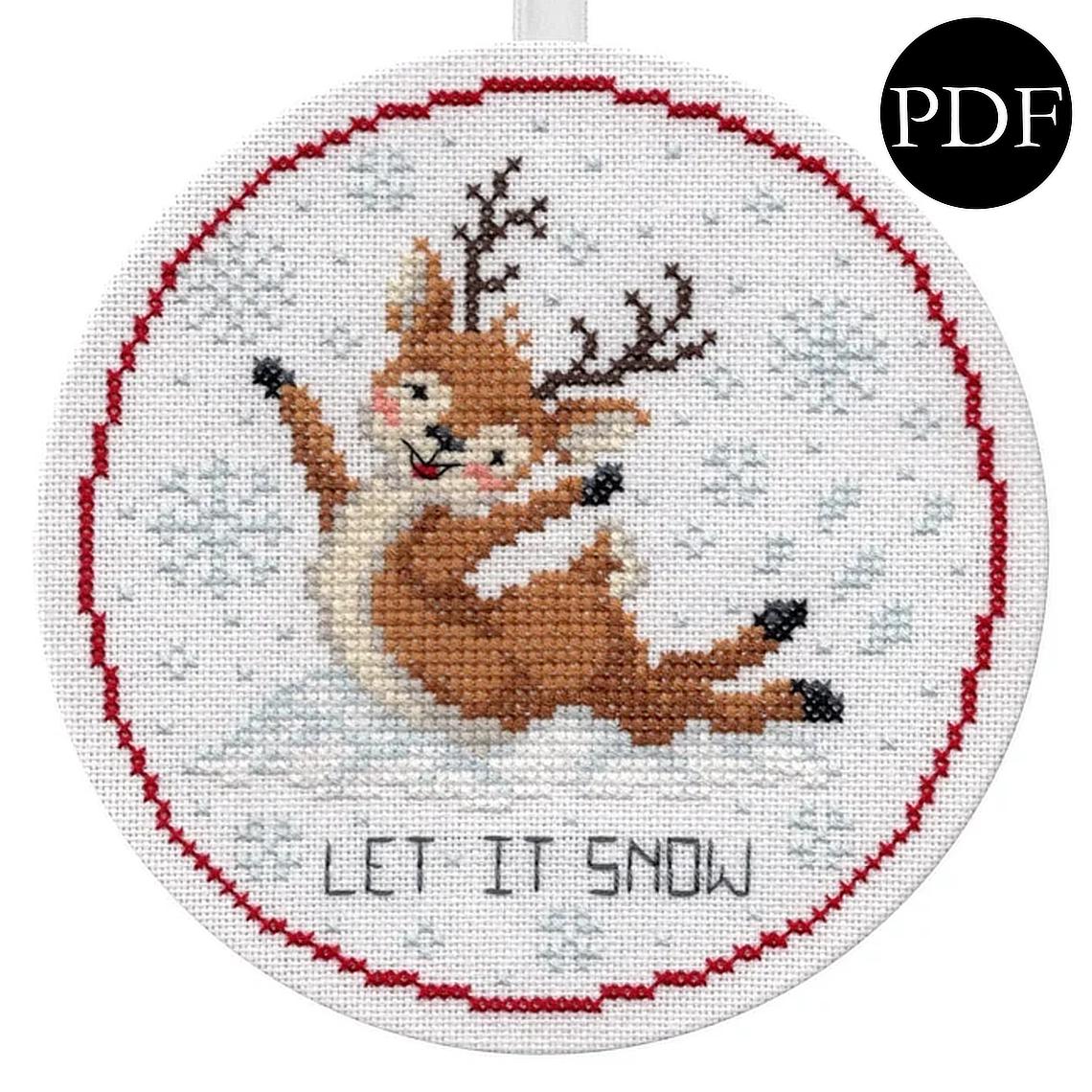 Let It Snow Reindeer Cross Stitch Pattern - Christmas Collection - PDF ...