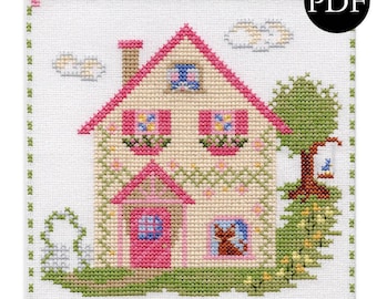 Trellis Cottage Cross Stitch Pattern: Spring Happy Home Collection (PDF Pattern)
