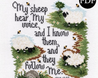 The Shepherd's Sheep Cross Stitch Pattern - Words to Live By Collection (PDF Pattern)