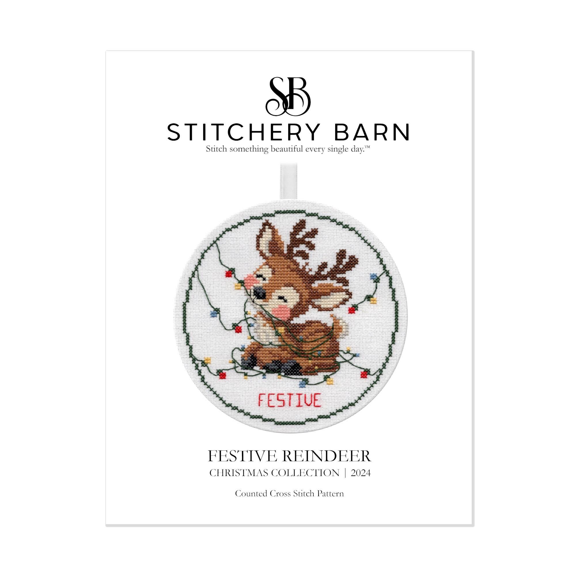 Festive Reindeer Cross Stitch Pattern - Stitchery Barn - Christmas ...