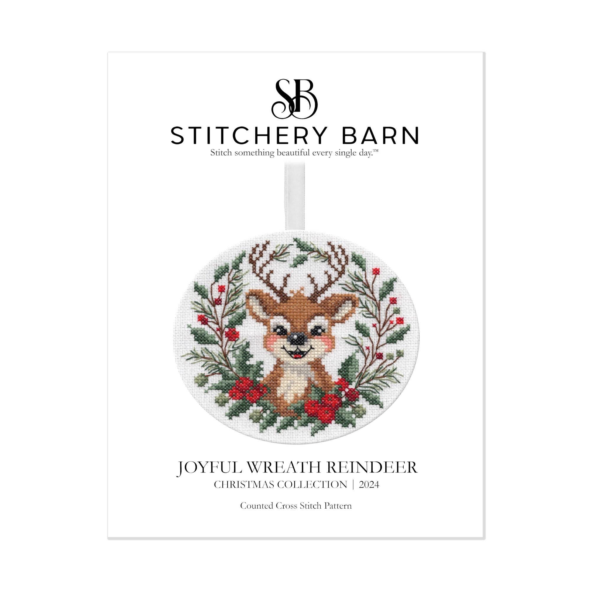 Joyful Wreath Reindeer Cross Stitch Pattern - Stitchery Barn ...