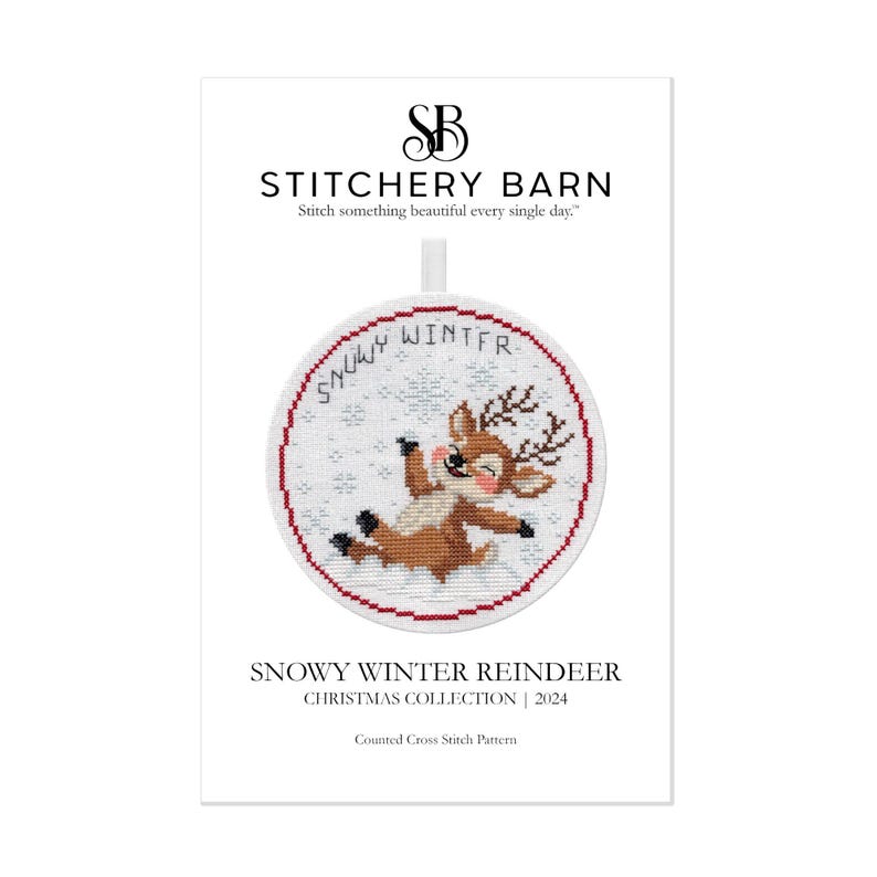 Snowy Winter Reindeer Cross Stitch Pattern - Stitchery Barn - Christmas ...