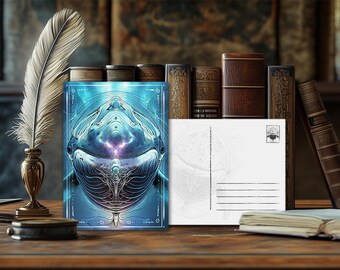 Mystical Power Animal Postcard Whale – Spiritual Design, Esoteric Animal Message, High-Quality Art Print, Gift for Nature Lovers