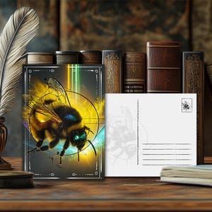 Postal de animal de poder místico Abejorro: diseño espiritual, mensaje animal esotérico, impresión artística de alta calidad, regalo para amantes de la naturaleza