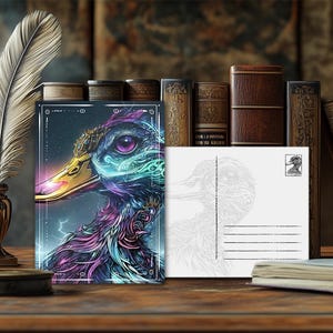 Carte postale mystique représentant un animal de pouvoir, canard – Design spirituel, message animal ésotérique, impression artistique de haute qualité, cadeau pour les amoureux de la nature