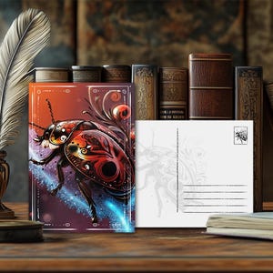 Postal de animal de poder místico Escarabajo de junio: diseño espiritual, mensaje animal esotérico, impresión artística de alta calidad, regalo para amantes de la naturaleza
