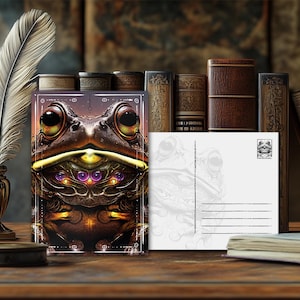 Postal de sapo, animal de poder místico: diseño espiritual, mensaje esotérico sobre animales, impresión artística de alta calidad, regalo para amantes de la naturaleza