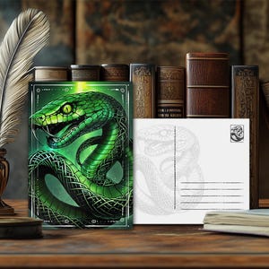 Carte postale mystique représentant un animal de pouvoir, serpent – Design spirituel, message animal ésotérique, impression artistique de haute qualité, cadeau pour les amoureux de la nature