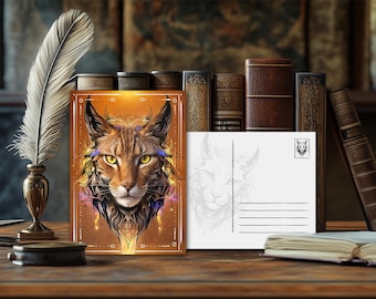 Mystical Power Animal Postcard Lynx – Spiritual Design, Esoteric Animal Message, High-Quality Art Print, Gift for Nature Lovers