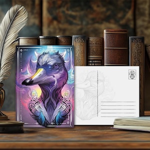 Postal de animal de poder místico Ganso: diseño espiritual, mensaje animal esotérico, impresión artística de alta calidad, regalo para amantes de la naturaleza