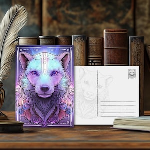Postal de animal de poder místico: comadreja: diseño espiritual, mensaje esotérico sobre animales, impresión artística de alta calidad, regalo para amantes de la naturaleza