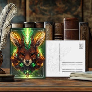 Postal de ardilla con animal de poder místico: diseño espiritual, mensaje animal, impresión artística de alta calidad, regalo para amantes de la naturaleza