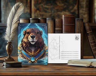 Mystical Power Animal Postcard Beaver – Spiritual Design, Esoteric Animal Message, High-Quality Art Print, Gift for Nature Lovers