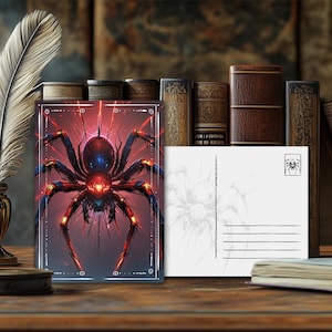 Postal de animal de poder místico Araña: diseño espiritual, mensaje animal esotérico, impresión artística de alta calidad, regalo para amantes de la naturaleza