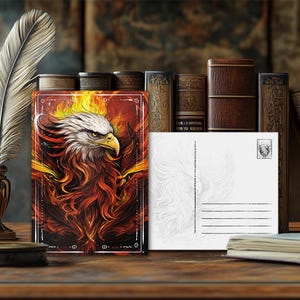 Carte postale mystique représentant un animal de pouvoir, Phénix – Design spirituel, message animal ésotérique, impression artistique de haute qualité, cadeau pour les amoureux de la nature