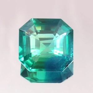Ceylon Parti Sapphire: Square Cut Blue Green Gemstone, 20 ct