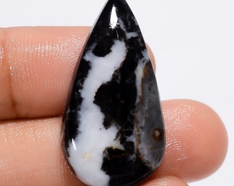 Natural Black Zebra Jasper Gemstone Cabochon Black Zebra Jasper Jewelry Pendant Making Zebra Jasper Stone Genuine Zebra Jasper 32X16X5 mm