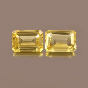AAA Ceylon Yellow Sapphire Pair: Radiant Cut Gemstones (10x14x6 MM)