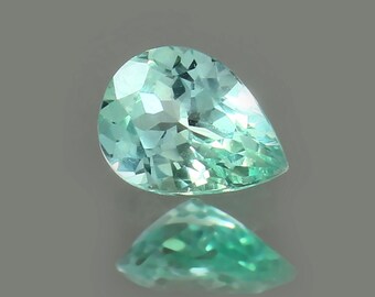 Green Parti Sapphire Pear Cut Gemstone: Ceylon AAA Flawless, 3.80 Ct (8X11X5 mm)