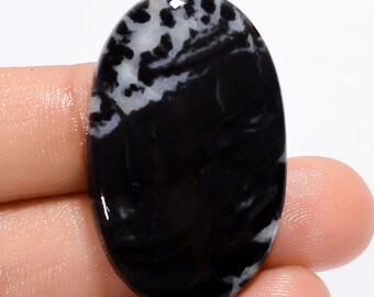 Natural Black Zebra Jasper Gemstone Cabochon Black Zebra Jasper Jewelry Pendant Making Zebra Jasper Stone Genuine Zebra Jasper 37X23X4 mm