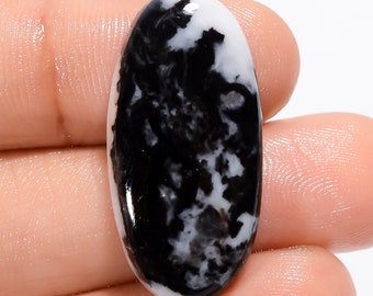 Natural Black Zebra Jasper Gemstone Cabochon Black Zebra Jasper Jewelry Pendant Making Zebra Jasper Stone Genuine Zebra Jasper 29X14X5 mm