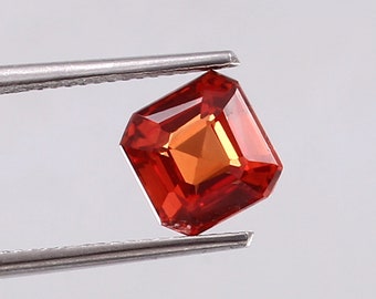 AAA 7 MM Flawless Ceylon Padparadcha Sapphire Loose Asscher Gemstone Cut, Loose Gemstone Cut And Glamorous Jewelry Making & Ring Raw 3 Ct