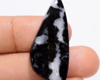 Natural Black Zebra Jasper Gemstone Cabochon Black Zebra Jasper Jewelry Pendant Making Zebra Jasper Stone Genuine Zebra Jasper 35X16X4 mm