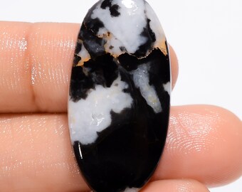 Natural Black Zebra Jasper Gemstone Cabochon Black Zebra Jasper Jewelry Pendant Making Zebra Jasper Stone Genuine Zebra Jasper 33X16X4 mm