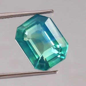 Radiant Cut Ceylon Parti Sapphire: Blue Green Gemstone, 10.50 Ct