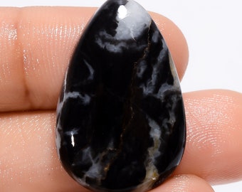 Natural Black Zebra Jasper Gemstone Cabochon Black Zebra Jasper Jewelry Pendant Making Zebra Jasper Stone Genuine Zebra Jasper 28X18X5 mm