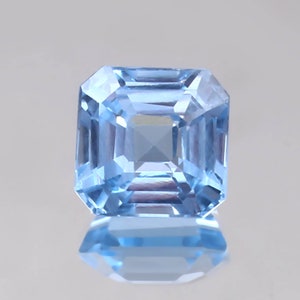 AAA Flawless Sky Blue Aquamarine Loose Asscher Cut Gemstone Excellent Quality, Beautiful Fashion Jewelry & Ring Making Product 8 Ct