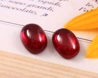 Coppia di cabochon di rubino birmano, qualità AAA, per creazione di gioielli (13x18x9 mm)