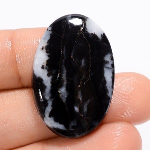 Natural Black Zebra Jasper Gemstone Cabochon Black Zebra Jasper Jewelry Pendant Making Zebra Jasper Stone Genuine Zebra Jasper 30X20X5 mm image 2