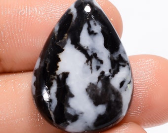 Natural Black Zebra Jasper Gemstone Cabochon Black Zebra Jasper Jewelry Pendant Making Zebra Jasper Stone Genuine Zebra Jasper 29X20X5 mm